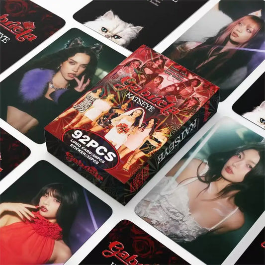 92Pcs Idol KATSEYE Album Gabriela Lomo Cards LARA DANIELA HD Printd Photocards Stickers MANON MEGAN YOONCHAE Fans Gift
