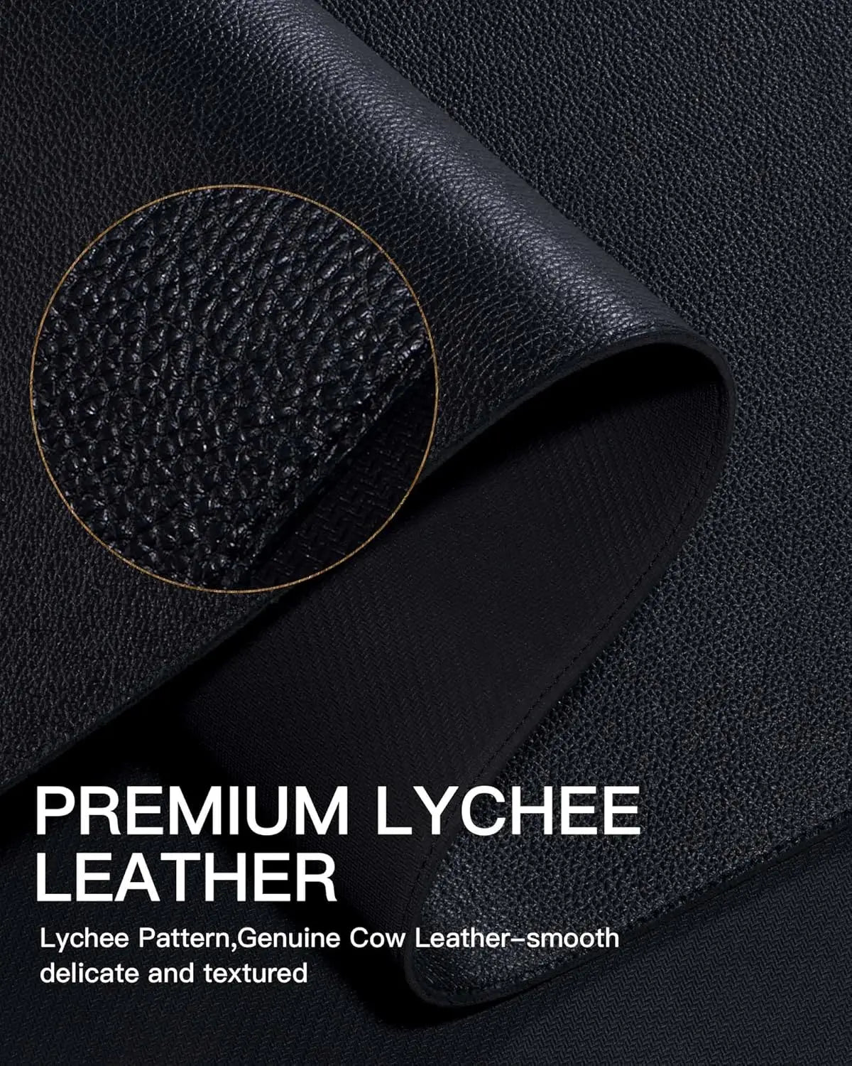 YSAGi Premium Real Leather Desk Mat, Stitched Edge Thick Office Table Pad, Anti-Slip Rubber Bottom Laptop Desk Cover