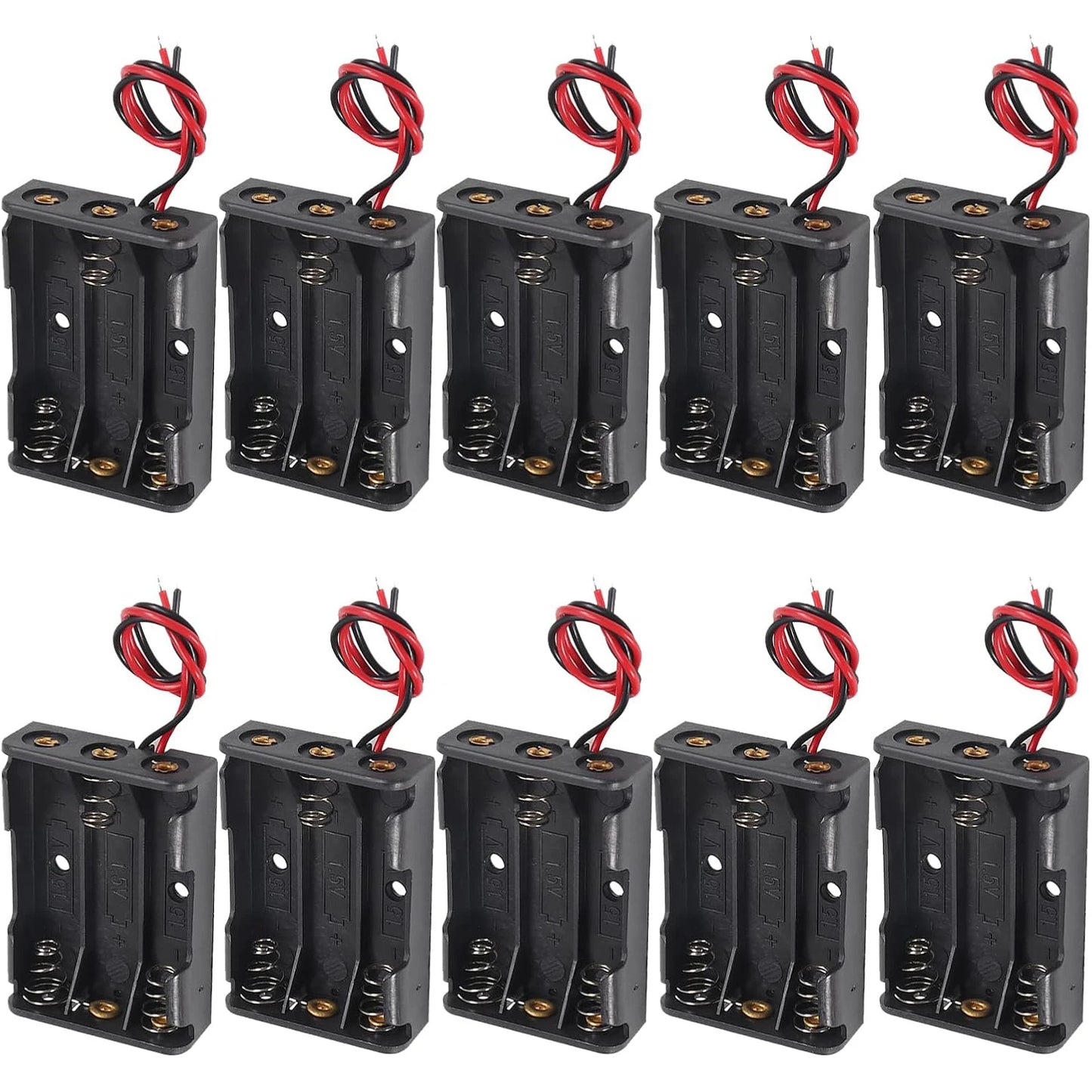10pcs AAA Battery Holder 3X 1.5V AAA Battery Power Case Plastic Box with Wire Applicable for Electronic Toy Home Appliance Remot