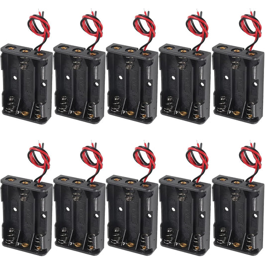10pcs AAA Battery Holder 3X 1.5V AAA Battery Power Case Plastic Box with Wire Applicable for Electronic Toy Home Appliance Remot