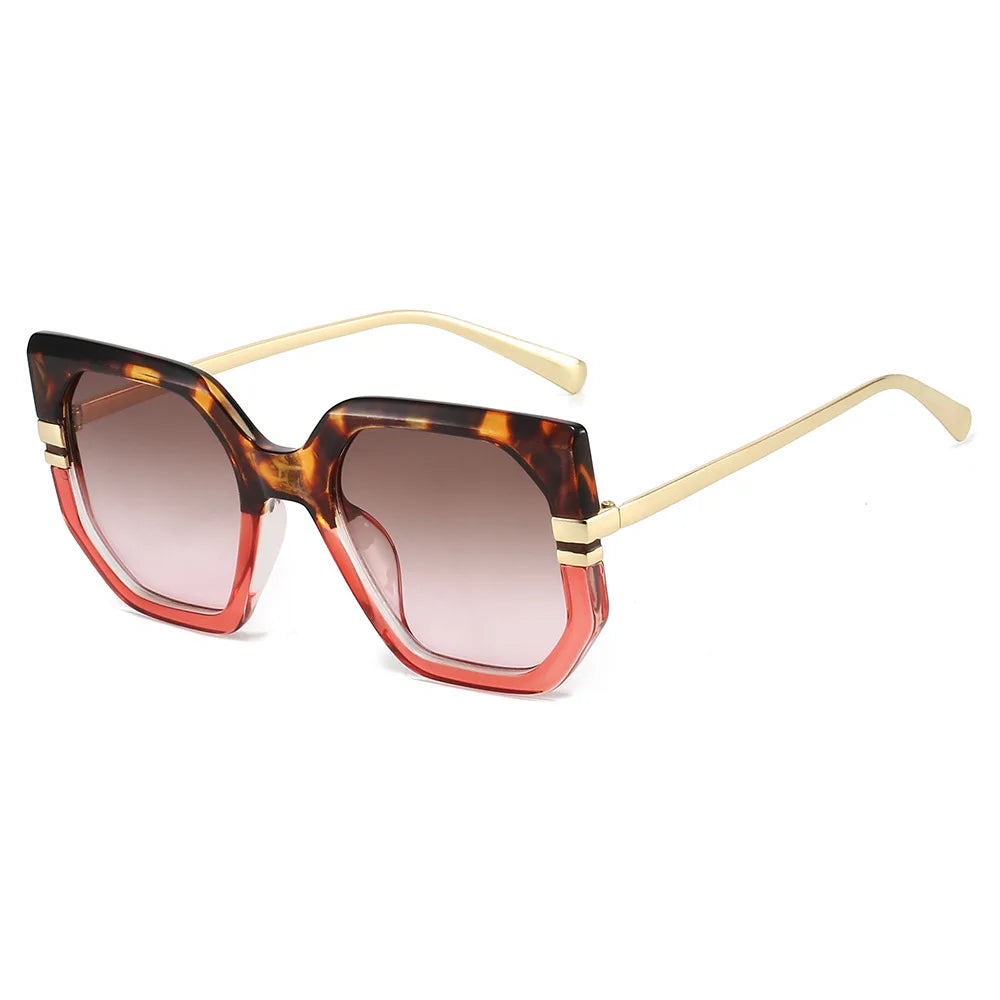 JNPCXI New Polygon Square Sunglasses Women Shades UV400 Retro Clear Ocean Gradient Lens Men Trending Leopard Sun Glasses