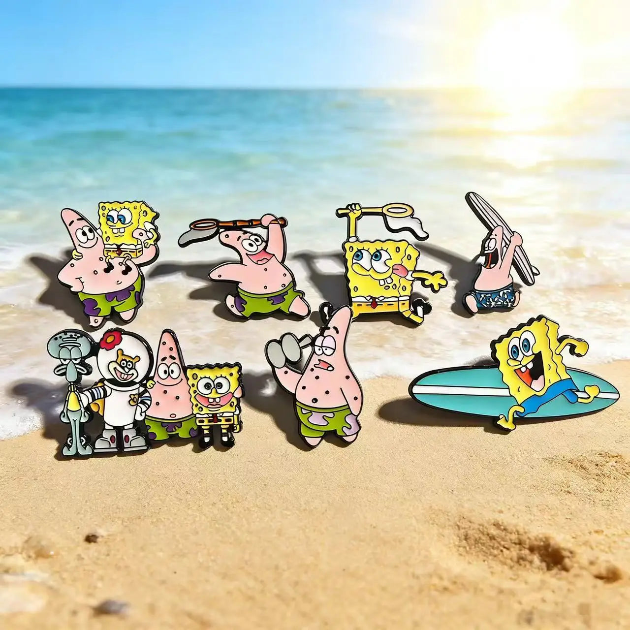 7pcs Cartoon Anime Enamel Pins Set Funny Animation Good Friend Metal Brooch Badges Jewellery Accessories for Gifts