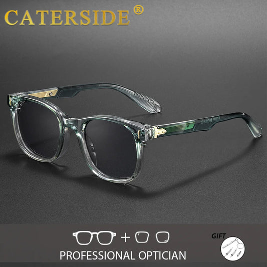 CATERSIDE Men's Optical Sunglasses High-Quality Square Lenses Prescription Glasses Women's Outdoor Retro Myopia Eyeglass UV400