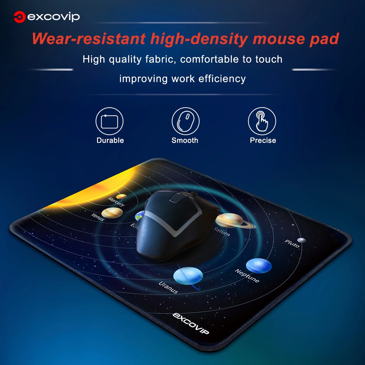 EXCO Gaming Mouse Pad Small with Stitched Edge Smooth Cloth Office Cute Mousepad Non-Slip Rubber Base for Computer Laptop