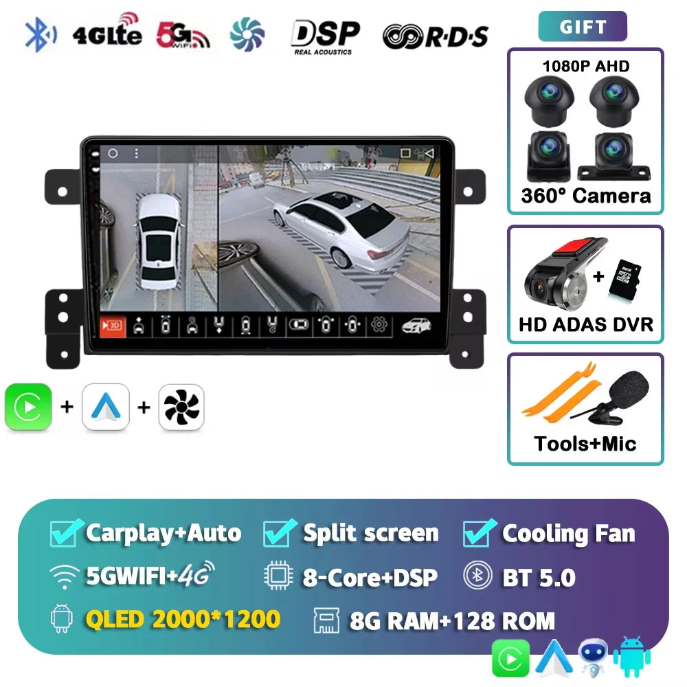 Android 15 Car Radio For Suzuki Grand Vitara 3 2005-2015 Wireless CarPlay Android Auto Multimedia Player GPS 4G WiFi Autoradio 2
