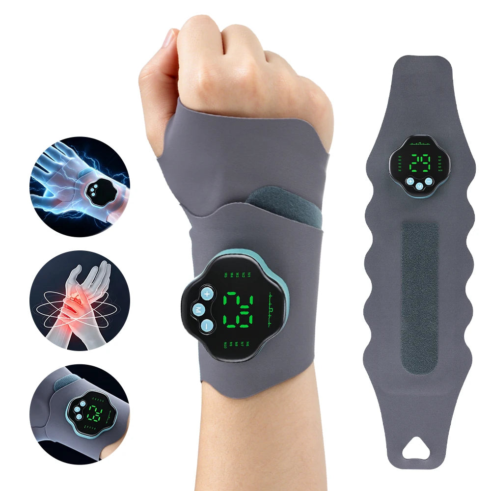 EMS Electric Wrist Hand Massager Rechargeable Vibration Massage Wrist Support Protect Strap for Carpal Tunnel Fatigue Relief