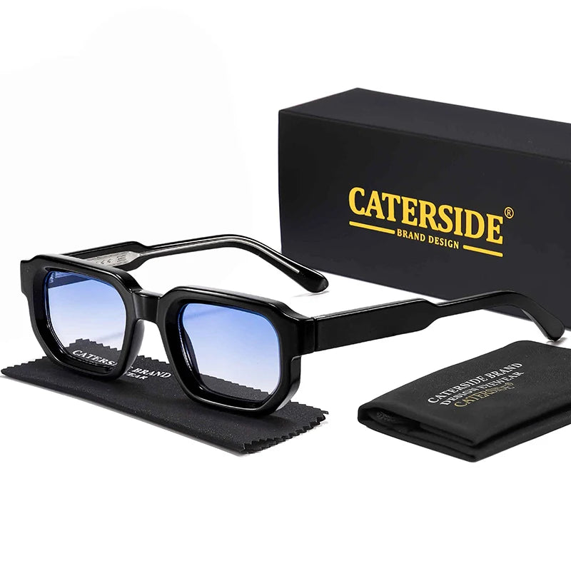 CATERSIDE Punk Men Sunglasses Small Frame Gradient Lens Hip Hop Style Sun Glasses for Summer Beach Party Ideal Choice for Gifts