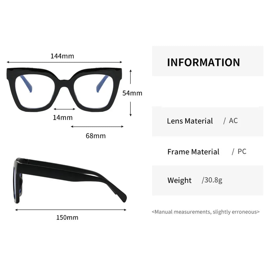 JNPCXI Fashion Glasses Frame for Women Anti-Blue Ray Fashion Lady's Orange Myopia Cat Eye Prescription Computer Glasses