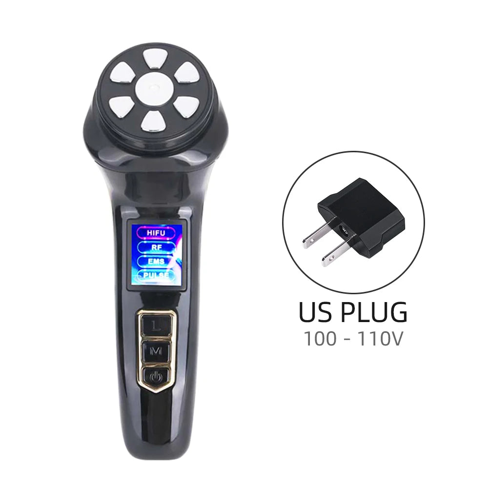 Mini HIFU Machine LED Photon Ultrasonic RF EMS HIFU Facial Lifting Device Face Chin Neck Eye Anti Wrinkle Face Massager Home Use