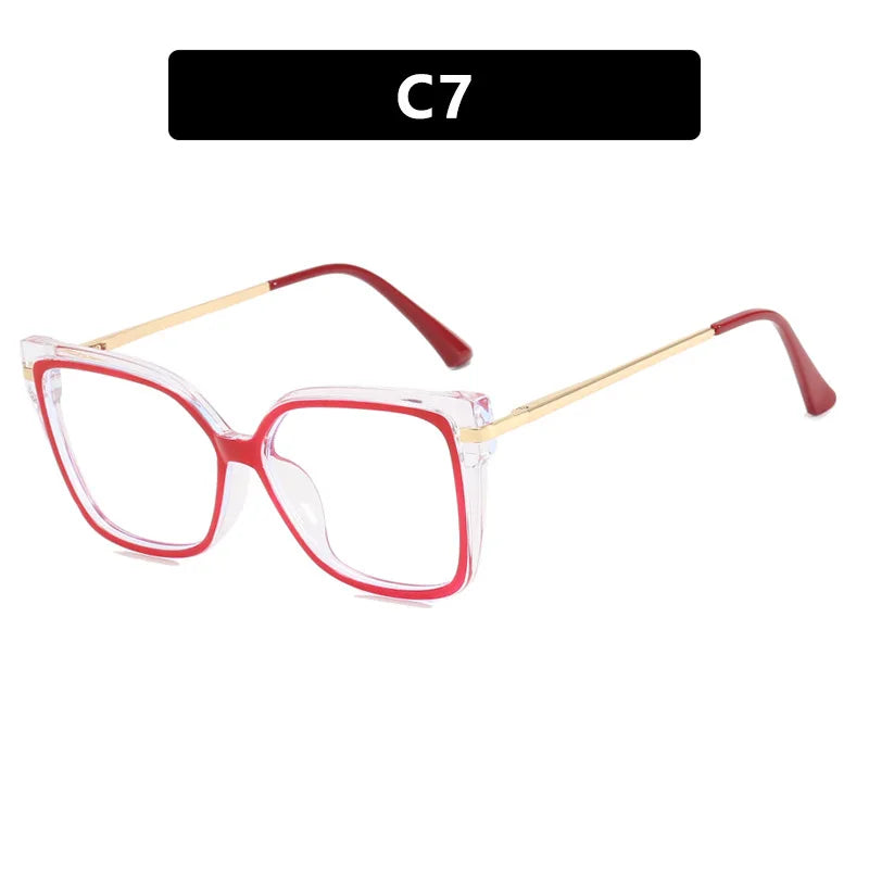 JNPCXI New Retro TR90 Square Women Glasses Frame Double Colors Fashion Leopard Clear Anti-blue Light Optical Eyeglasses