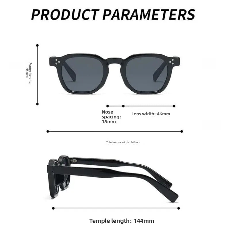 JNPCXI Fashion Square Sunglasses Men Gradient Shades UV400 Vintage Rivets Women Trending Tea Sun Glasses