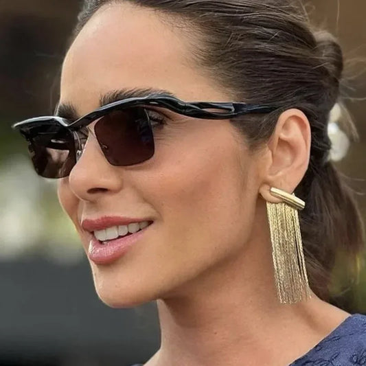 JNPCXI Retro Unique Rimless Square Sunglasses Fashion Ocean Lens Shades Brand Designer Men Punk Mirror Sun Glasses