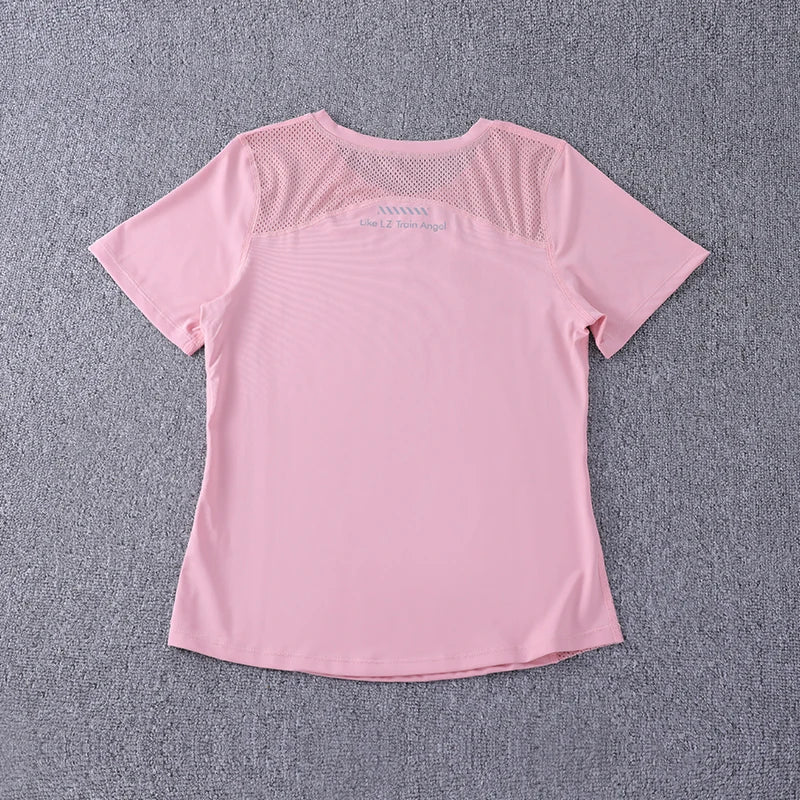 2024 Sexy Sports Top Female Tight-Fitting Mesh Yoga Wear Quick-Drying T-Shirt Fitness Yoga Tops