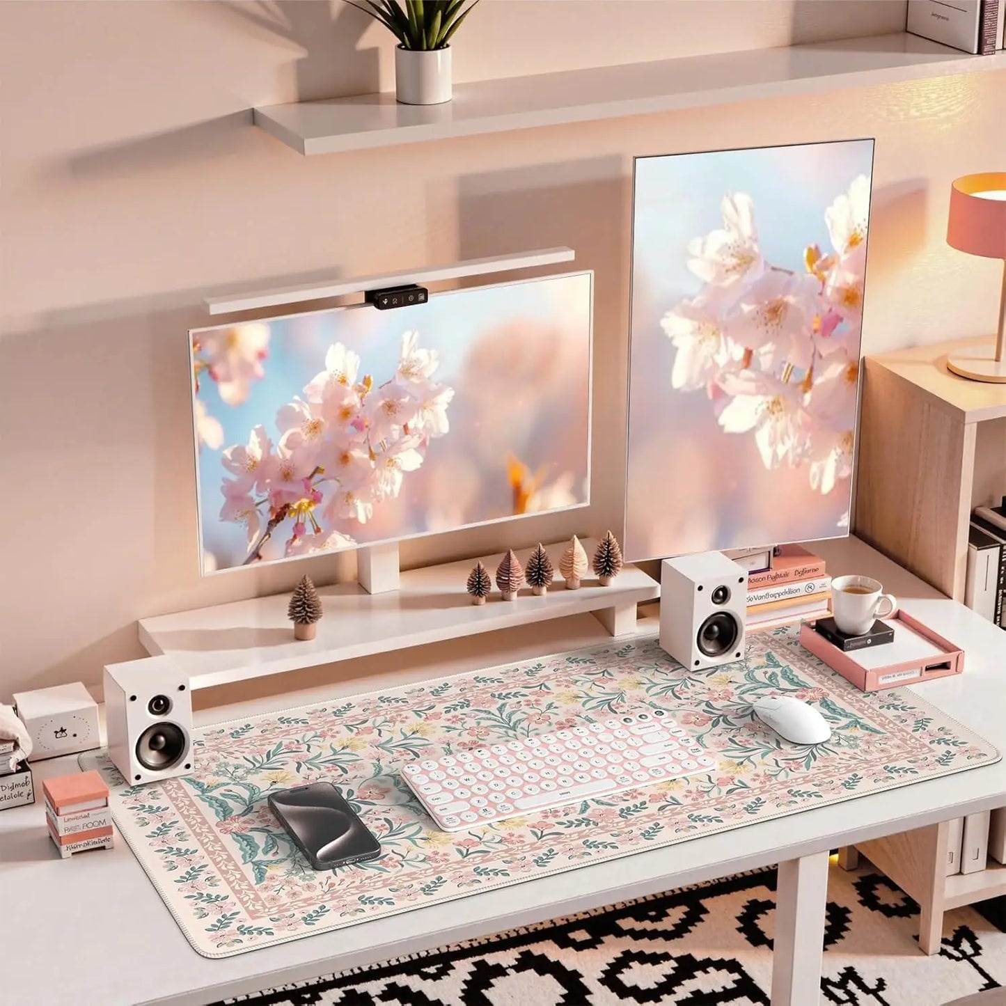 Desk Mat for Keyboard and Mouse, Large Mouse Pad, Desk Pad Mat, Anti-Slip Big Mousepad with Stitched Edges for Computer Desktop