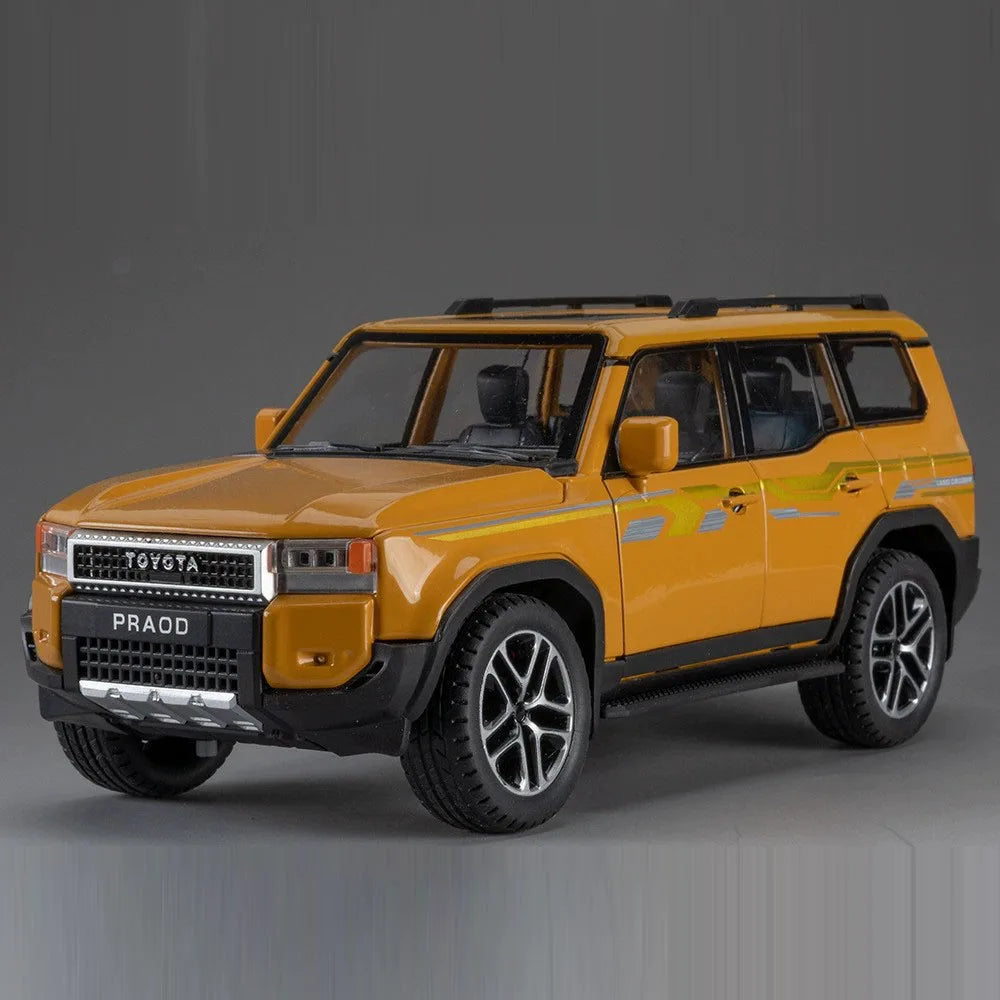 1:24 FJ Cruiser Prado LC250 Car Model Alloy Diecast Toy Doors Opened Sound Light Pull Back Miniature Cars Exquisite Collectibles