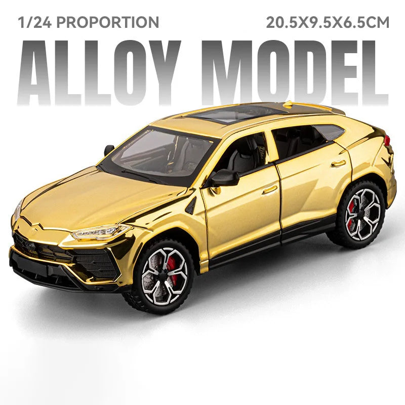 1:24 Lambor URUS Model Toys Diecast Alloy Car Doors Opened Sound Light Pull Back Shock Absorption Vehice Children Christmas Gift