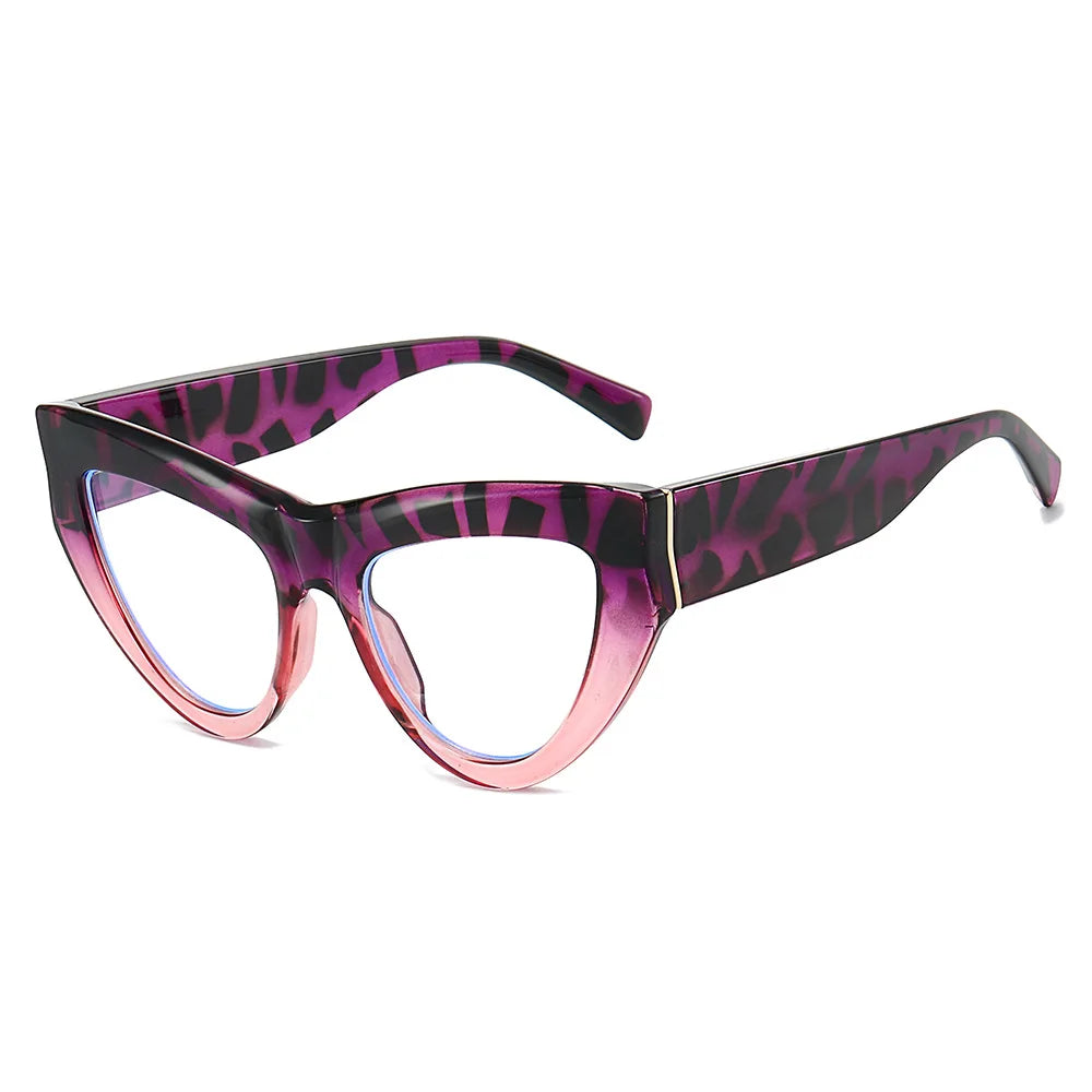 JNPCXI New Cat Eye Colorful Women Glasses Frame Fashion Purple Leopard Clear Anti Blue Light Eyewear Men Optical Frame