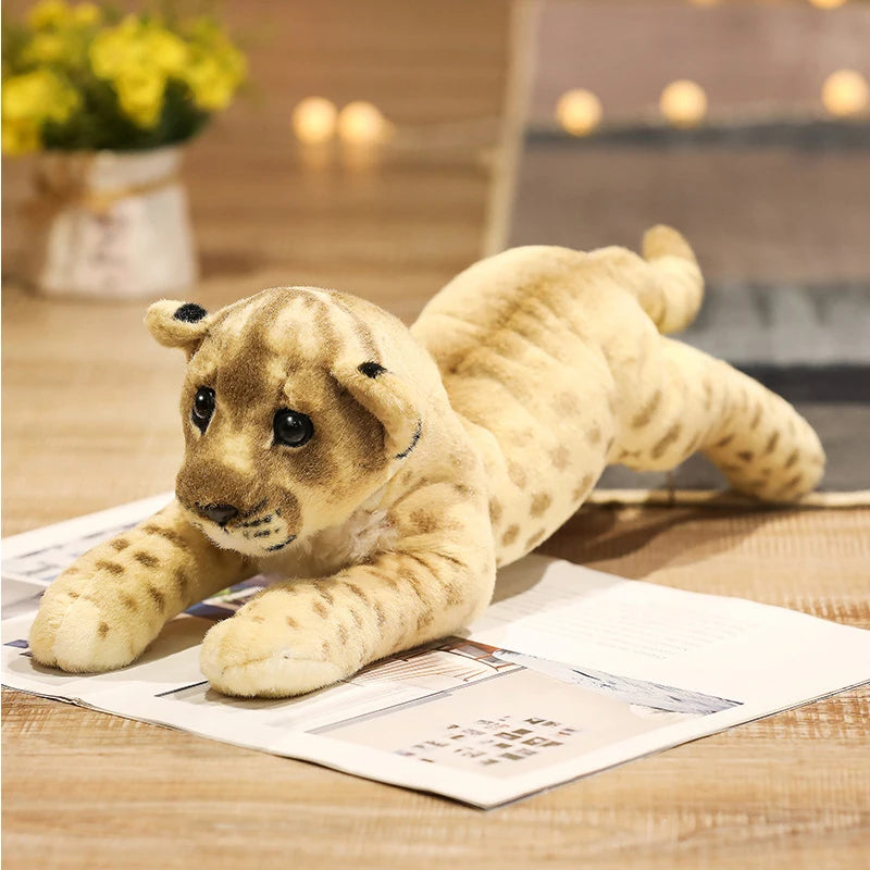 Lifelike Soft Stuffed Animals Lying Tiger Plush Toys Simulation Catamount Little Lion Leopard Doll Cute Gifts