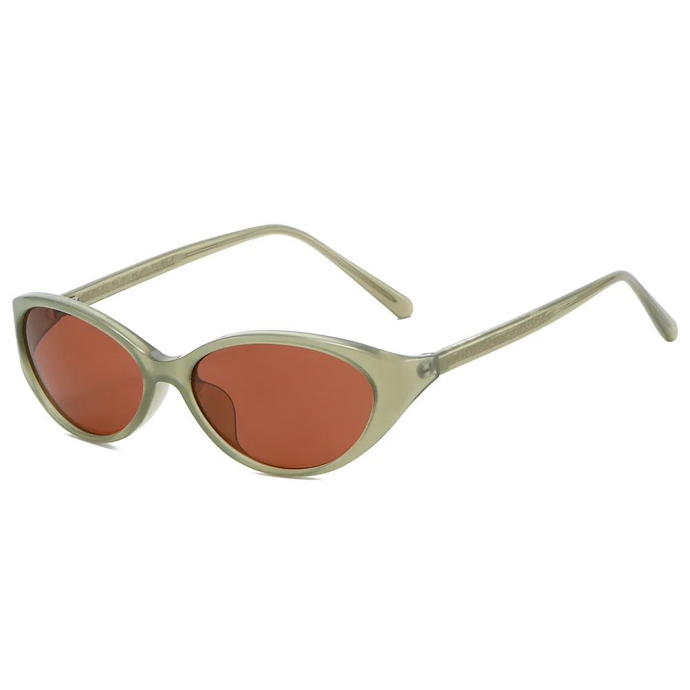 JNPCXI Small Oval Women's Sunglasses Fashion Leopard Brown Hot Sun Glasses Female Retro Colorful Shade Eyeglass