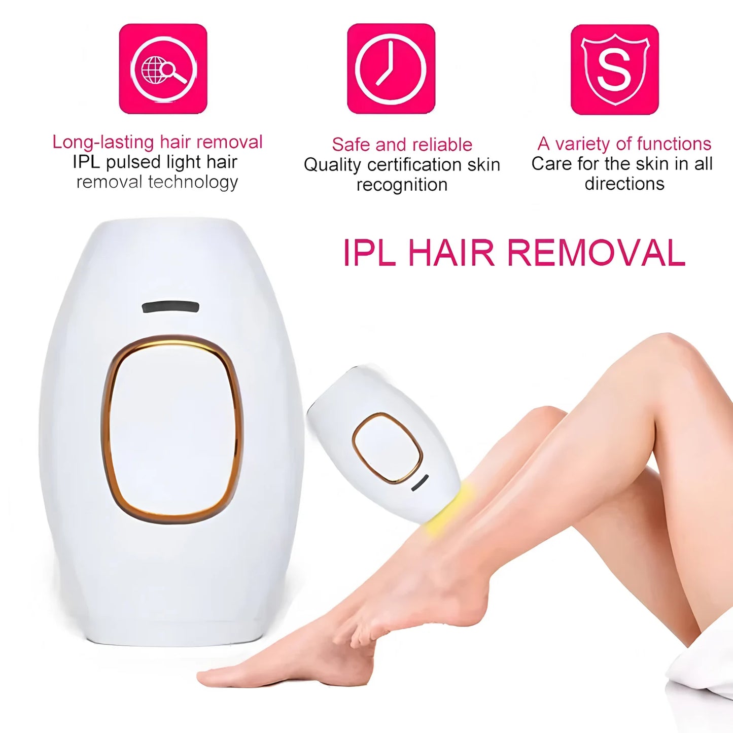Laser Hair Removal Unlimited Flash Ice-cooling IPL Device, Long-Lasting Results