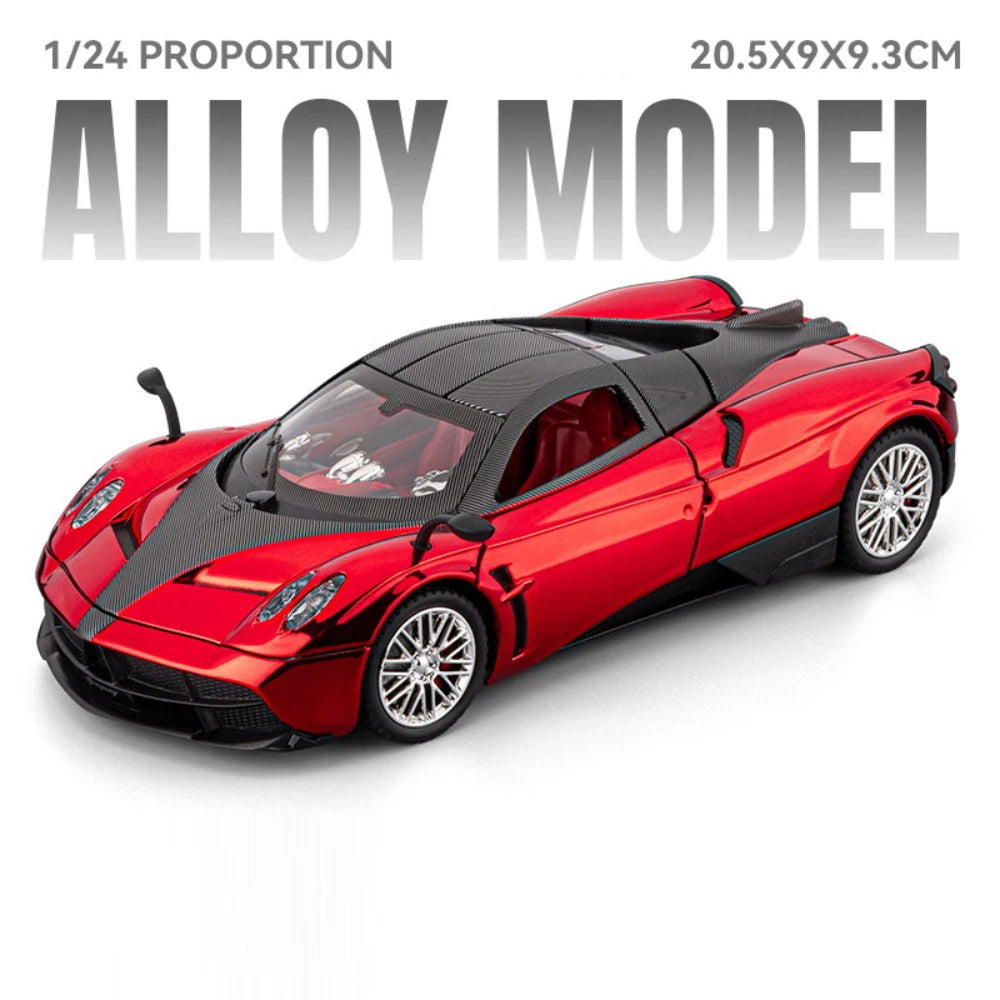 1:24 PAGANI Huayra Dinastia Alloy Diecast Model Miniature Toys Car Doors Opened Sound Light Pull Back Vehices Boy Birthday Gifts