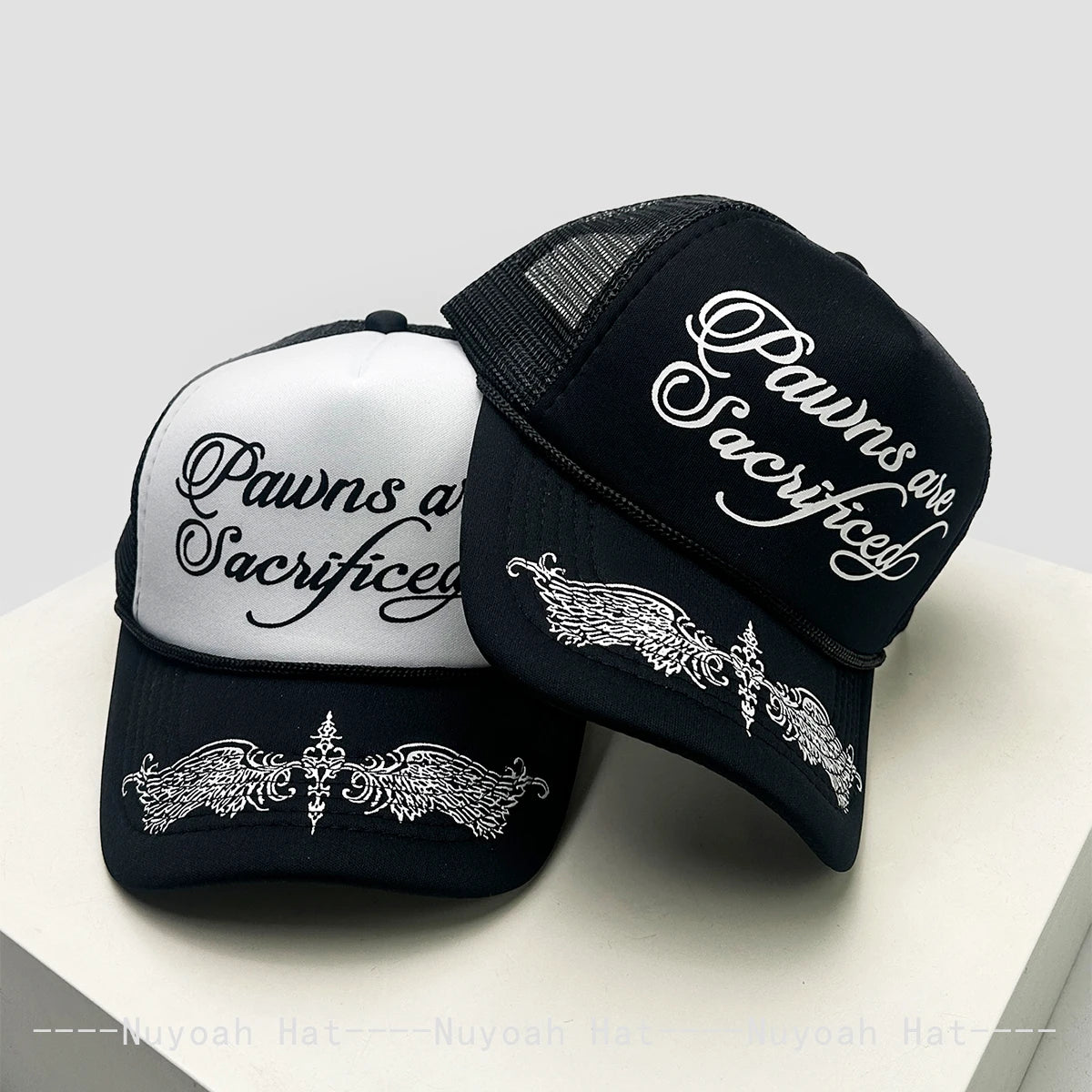 New Unisex Personal Printed Letters Wing Baseball Hats Hip Hop Breathable Color Block Sunshade Trucker Caps Mesh Versatile ins