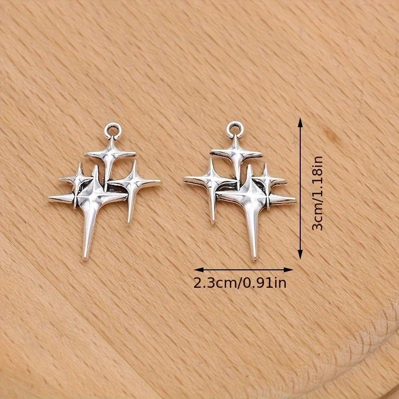 12pcs Silvery Plated Star Charms Polestar Pendants for Jewelry Making DIY Handmade Necklace Earrings Accessories