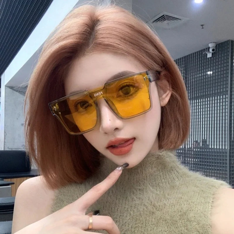 Retro Square Women's Sunglasses, Fashionable and Popular Men's Large Frame Glasses, Outdoor Sunglasses