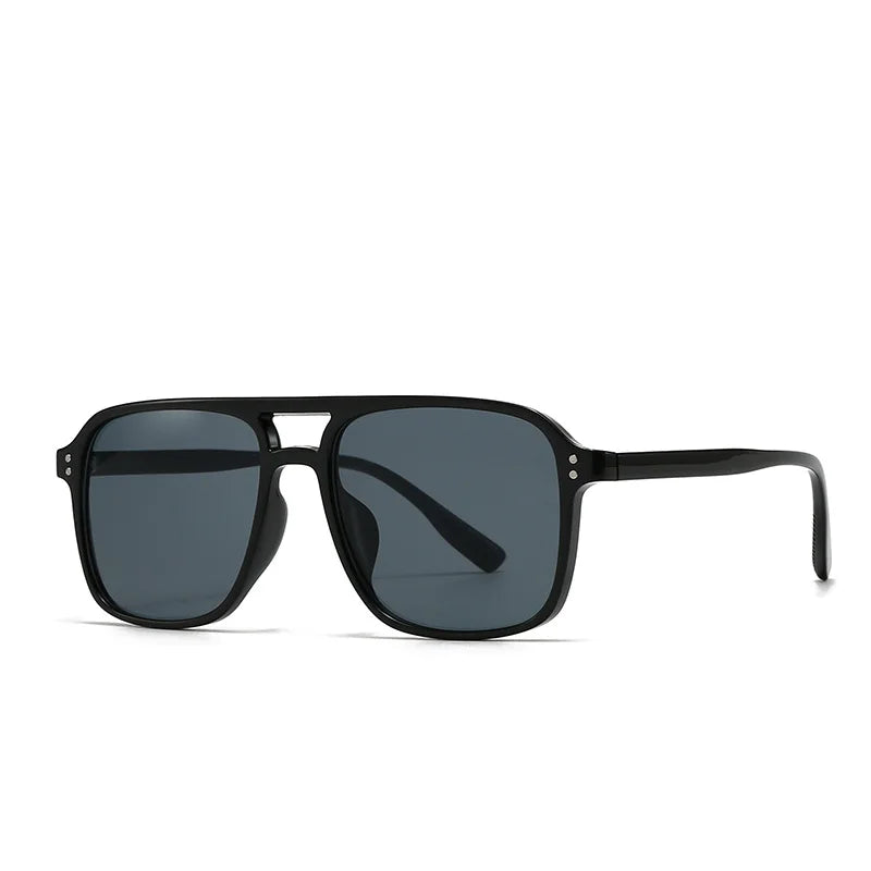 JNPCXI Retro Double Bridges Square Men Rivets Sunglasses Fashion Women Black Yellow Shades UV400 Sun Glasses