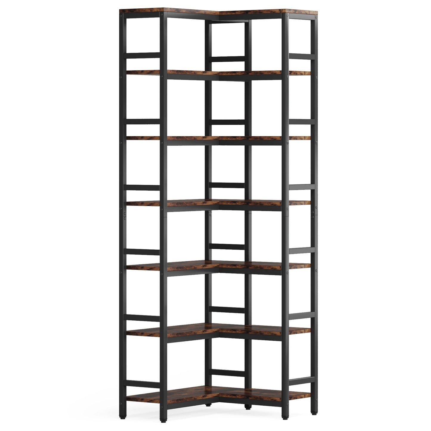 Tribesigns 7-Shelf Corner Bookshelf, Modern Corner Bookcase, 7-Tier Tall Shelf