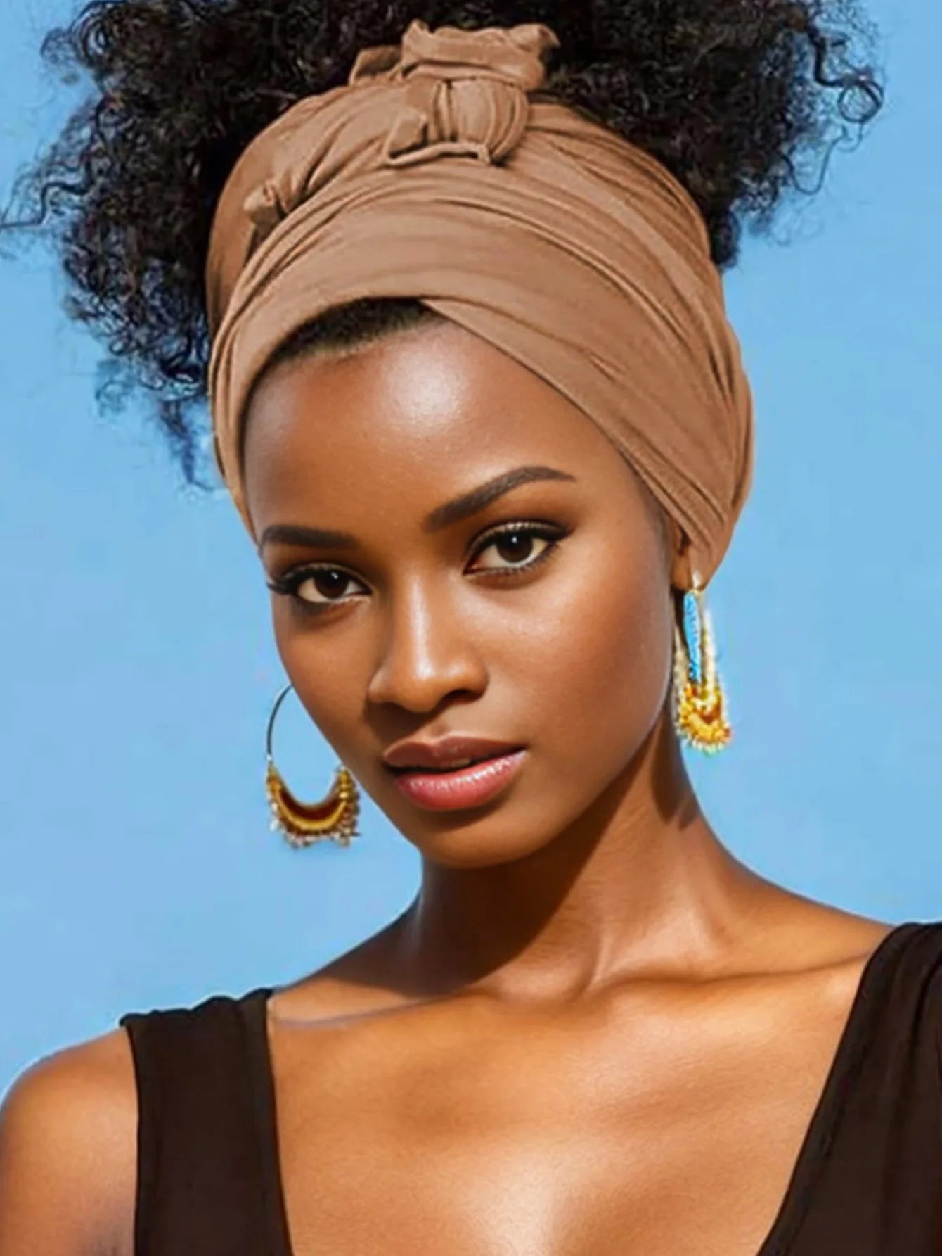 XXL stretch jersey turban african solid color super soft breathable headband
