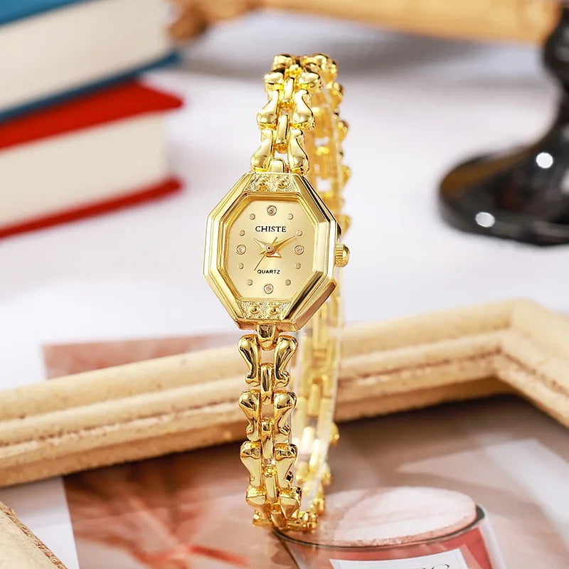 High Quality Lucky Small Square Dial Retro Ladies Watch Unique Bracelets Band Quartz Watch Montre Femme Dropshipping Gift