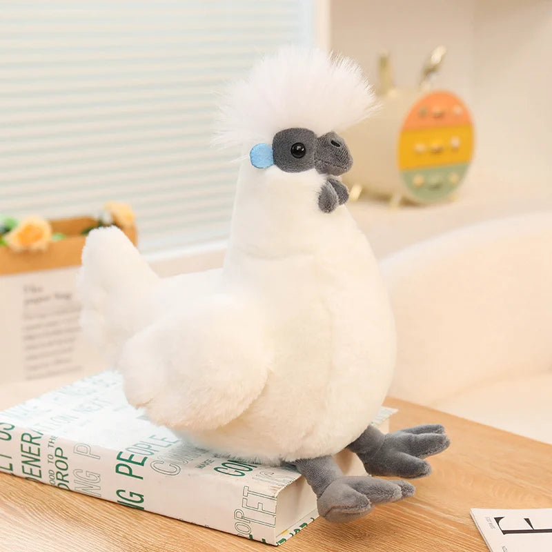 Chubby Rooster Hen Black-bone Chicken Fluffy Simulation Animal Poultry Stuffed Soft Lifelike Huggable Pillow
