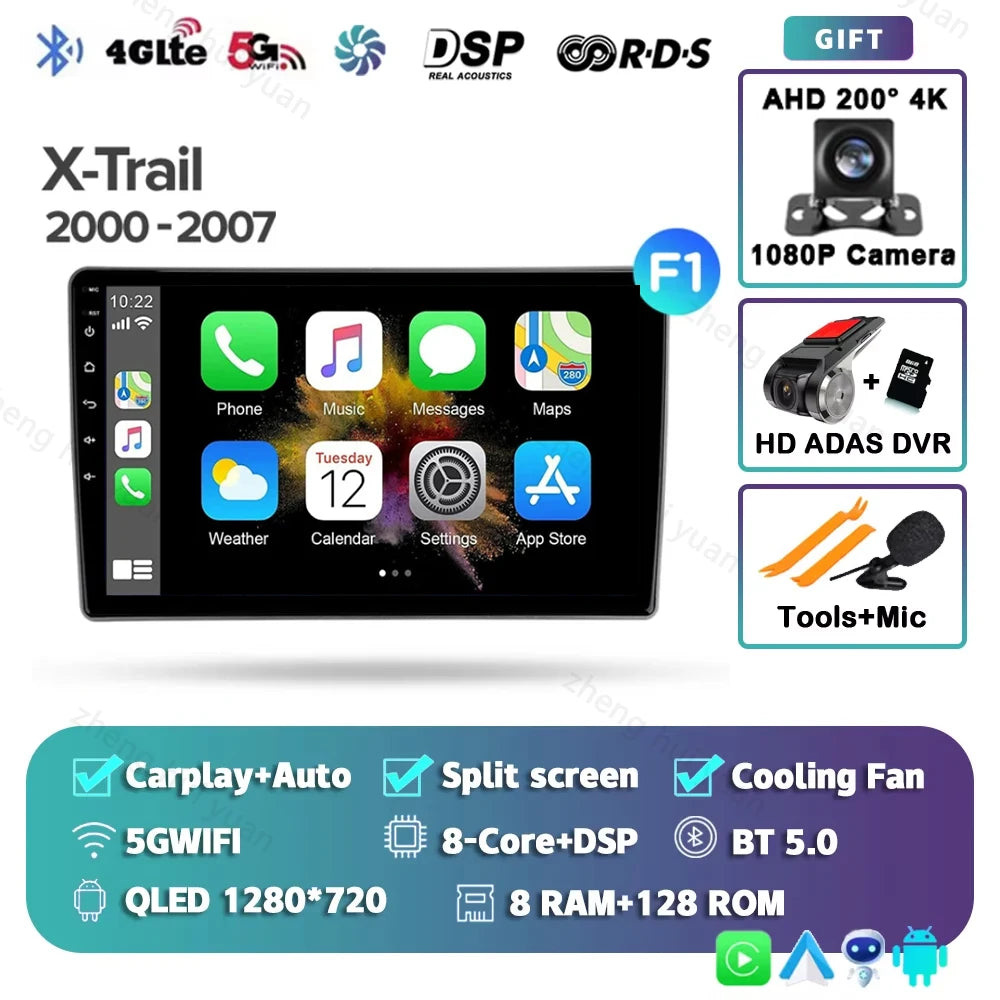 Android 15 For Nissan X-Trail X Trail X - Trail 1 T30 2000 - 2007 2K QLED CarPlay Auto Car Radio Multimedia Video Player GPS