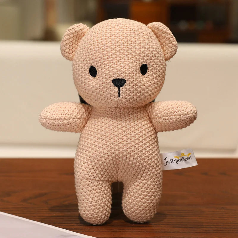 Cute Knitted Cartoon Animal Toy Stuffed Cow Cattle Fox Dinosaur Whale Shark Sitting Standing Small Appeasing Gift