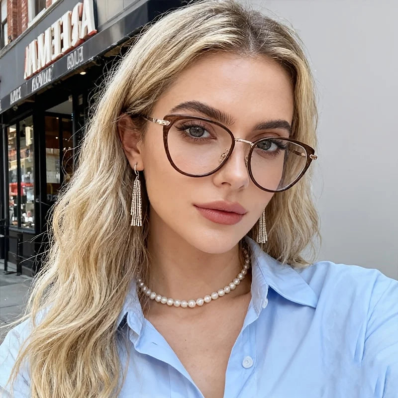 Retro Cat Eye Glasses for Women Glasses Anti Blue Light Ultra Light Glasses Frame Glasses