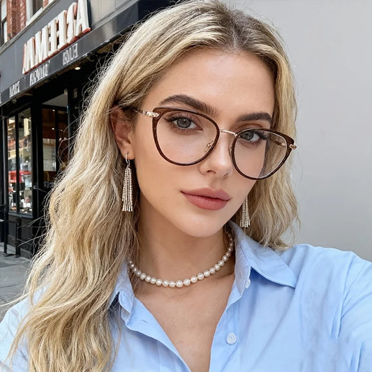 Retro Cat Eye Glasses for Women Glasses Anti Blue Light Ultra Light Glasses Frame Glasses