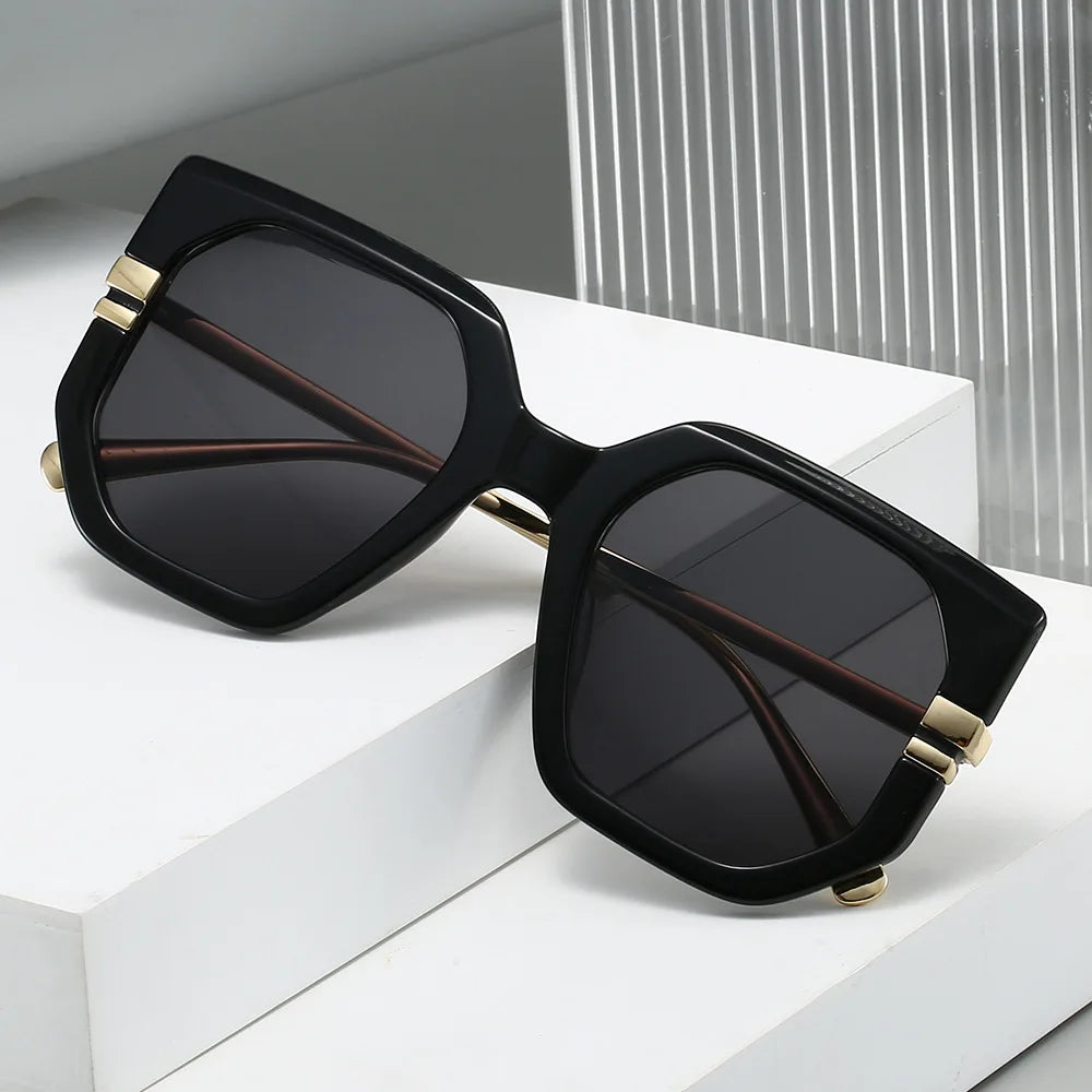 JNPCXI New Polygon Square Sunglasses Women Shades UV400 Retro Clear Ocean Gradient Lens Men Trending Leopard Sun Glasses