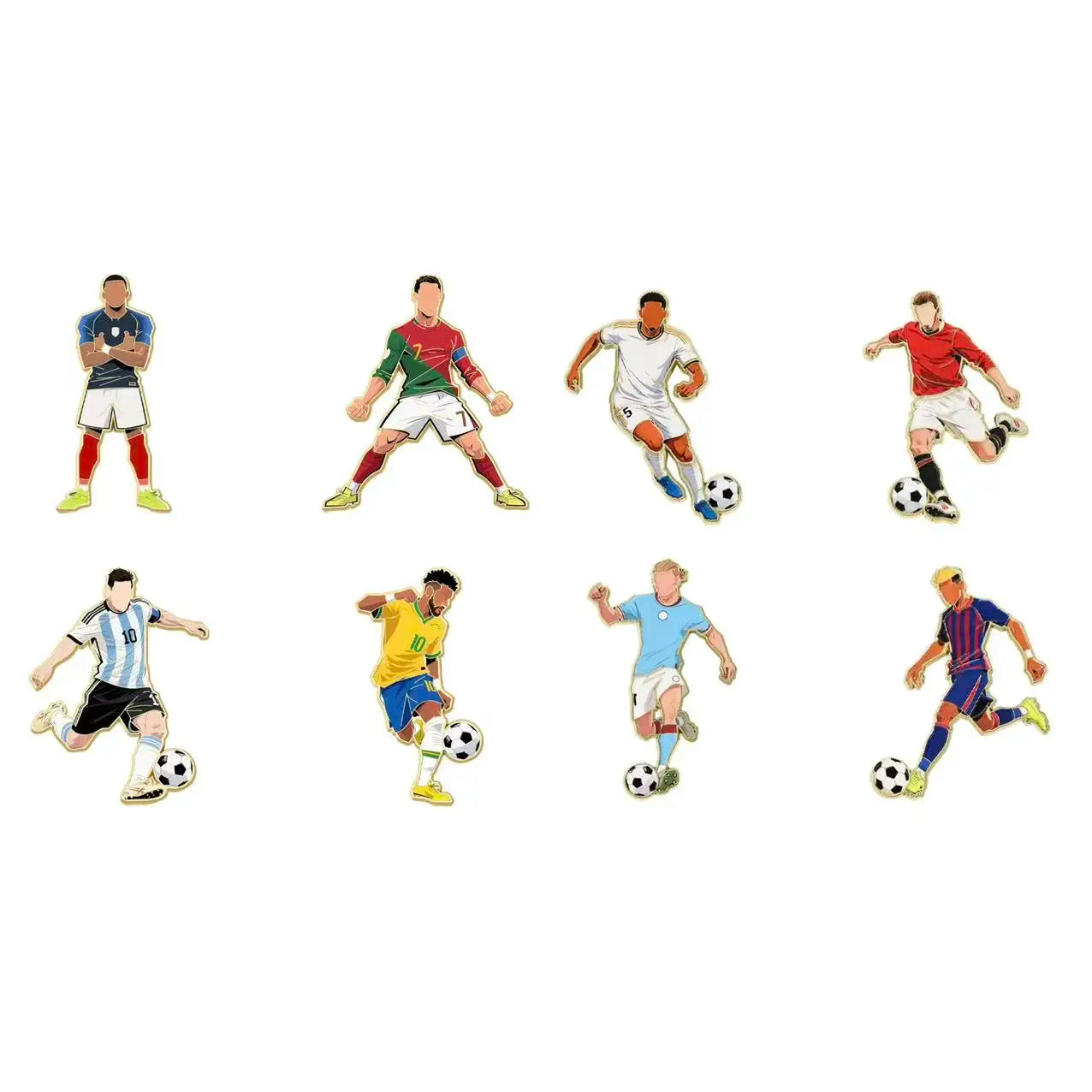 4/8 PCS 7th Football Player Enamel Brooch Goalkeeper Creative Design Sport Metal Badge Clothe Punk Lapel Pin Jewelry Friend Gift