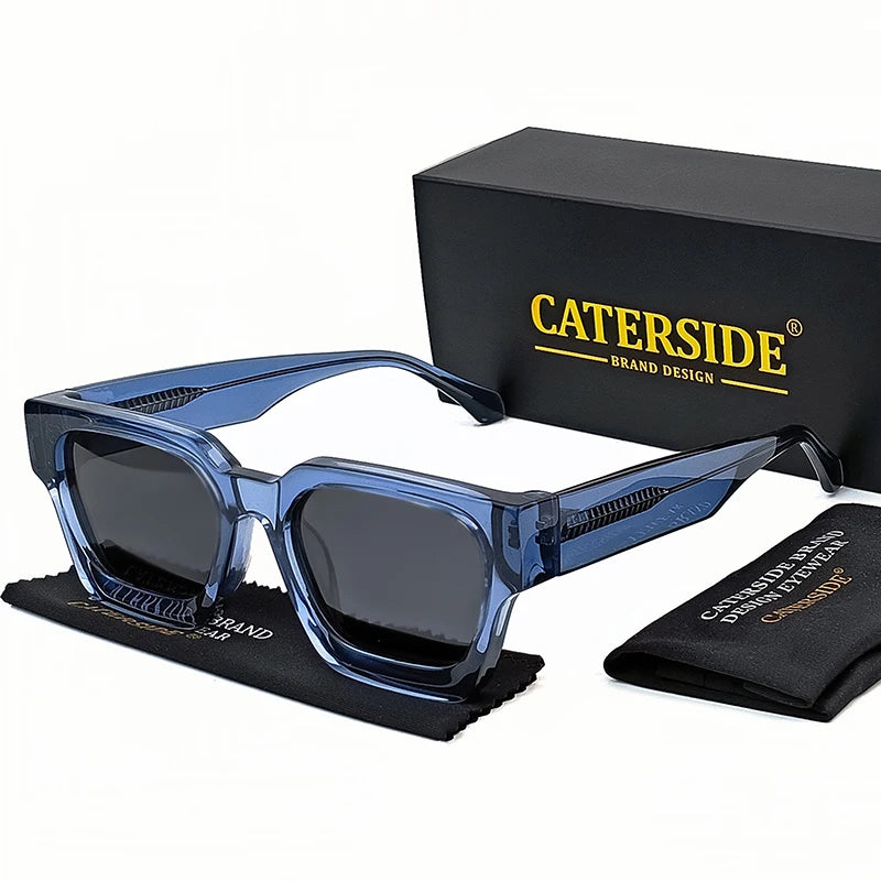 CATERSIDE Square Polarized Sunglasses Men Acetate Big Frame Brand Design Sun Glasses Women Travel Driving Party Festival Eyewear