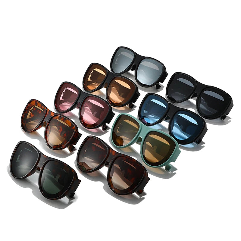 JNPCXI New Oversized Pilot Sunglasses Women Retro Gradient Mirror Shades UV400 Fashion Men Trending Punk Blue Pink Sun Glasses