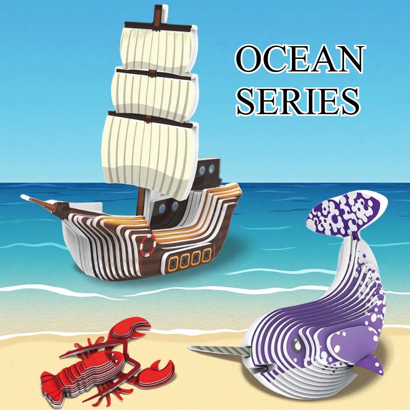 3D Animal Puzzle for Kids - DIY Dinosaur Ocean Safari Paper Crafts, Educational toy for Preschool Learning Activities