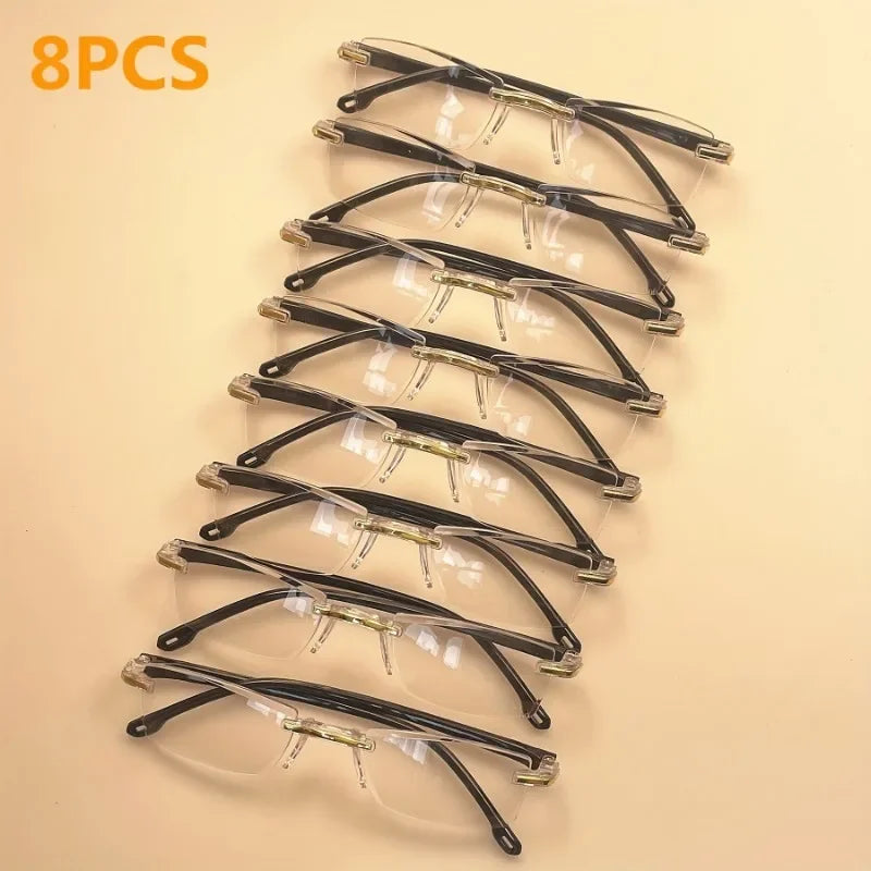 8pcs Rectangular Reading Glasses Vintage Stylish Presbyopic Glasses for Men And Women