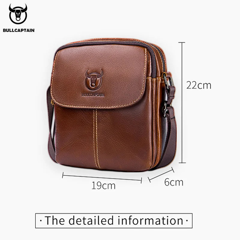 BULLCAPTAIN Leather Men's Messenger Bag Business Shoulder Bags Suitable For 7.9 Inch Ipad Mini High Quality Male Crossbody Bages