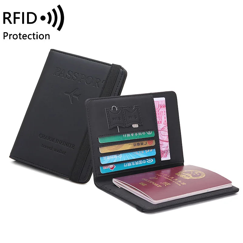 Women Men Travel Passport Holdr Cover Case RFID PU Leather Card ID Secure Wallet
