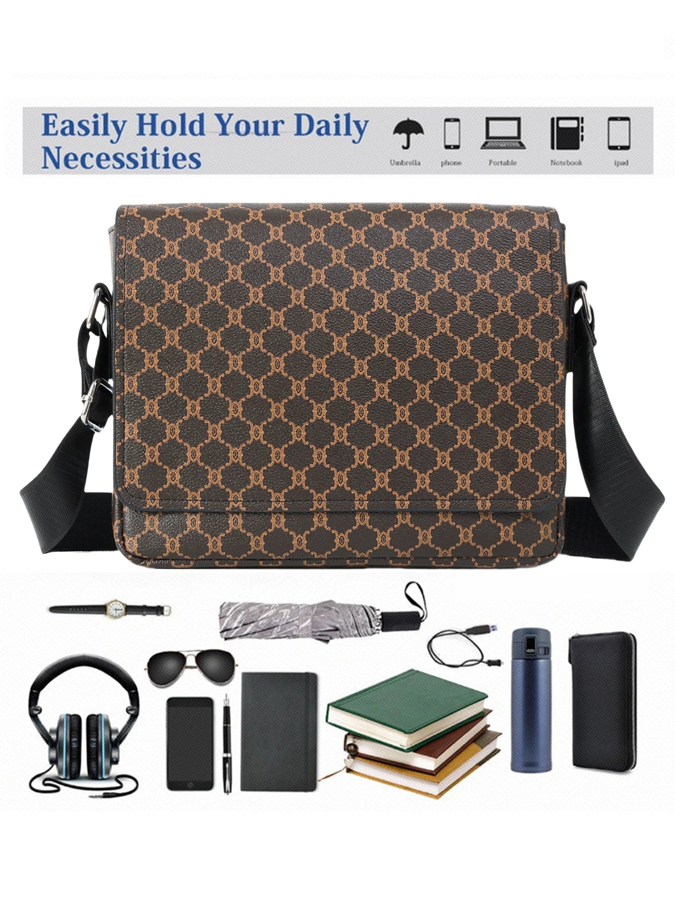 Simple Casual Flap Crossbody Bag Business Work Commuter Portable Shoulder Bag