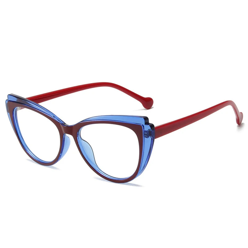 JNPCXI Retro TR90 Double Color Cat Eye Women Glasses Frame Fashion Pink Clear Anti-Blue Light Optical Men Eyewear Frame