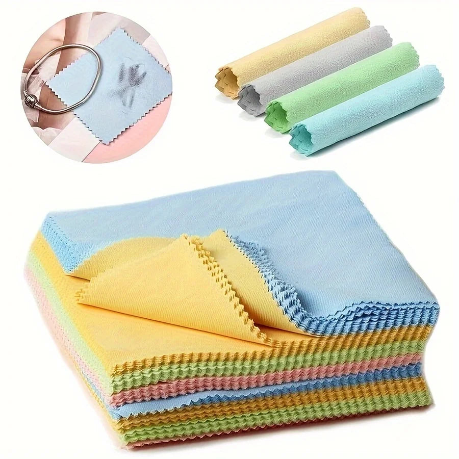 10pcs Thick & Soft Microfiber Cleaning Cloths for Glasses, Camera Lens & Smartphone Screens - Unscented, Random Colors