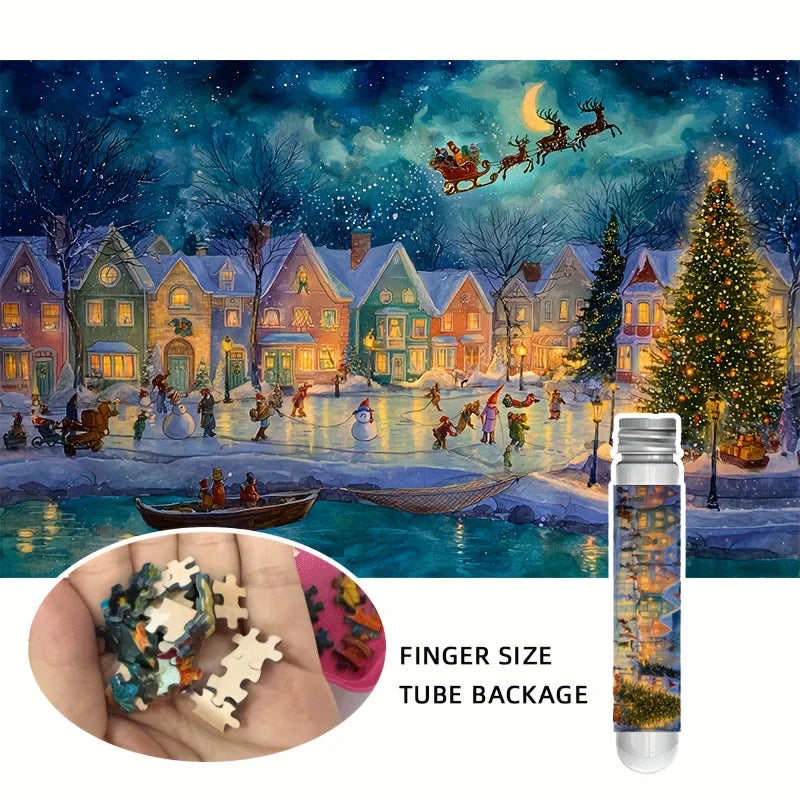 150pcs Mini Christmas Puzzle in Tube - Festive Holiday Gift Idea, Perfect Stocking Stuffer for Adults And Puzzle Lovers
