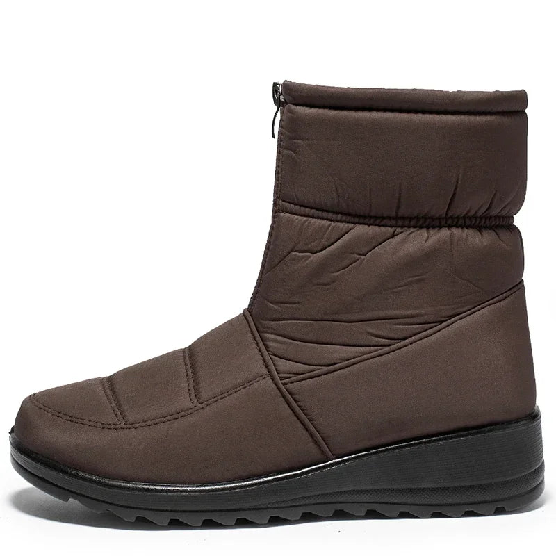 2025 Winter Waterproof Snow Boots for Women Plus Size 35-44 Thick Short Plush Ankle Boots Woman Wedges Warm Cotton Padded Shoes